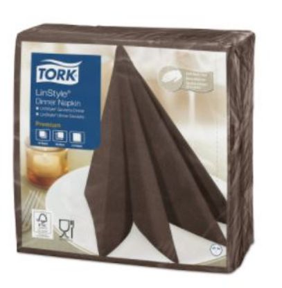 Picture of TORK LINSTYLE DINNER NAPKIN 4 FOLD 39CM COCOA (600)