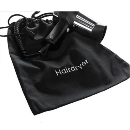 Picture of COTTON DRAWSTRING HAIRDRYER BAG BLACK 30x40CM