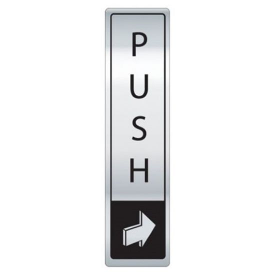 Picture of PUSH DOOR SIGN S/A 43X178MM BLACK & SILVER