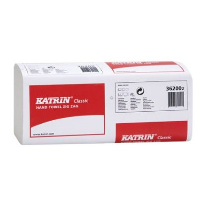 Picture of KATRIN CLASSIC ZIGZAG HAND TOWEL 1 PLY WHITE  (6000)