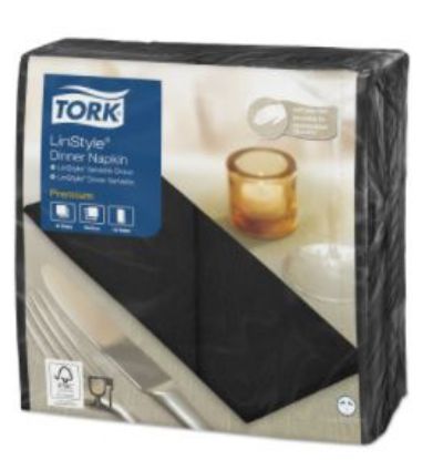 Picture of TORK LINSTYLE DINNER NAPKIN 8 FOLD 39CM BLACK  (600)