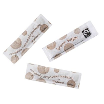 Picture of CASE OF 1000 VEGWARE FAIRTRADE BROWN SUGAR STICKS 