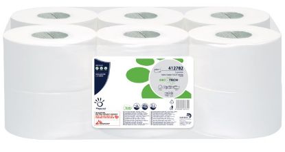 Picture of BIO TECH 200M MINI JUMBO TOILET ROLL - 60MM CORE WHITE 2 PLY (PURE) (12)