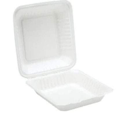 Picture of BAGASSE CLAMSHELL MEAL BOX 235x230x75mm (PACK OF 100) 