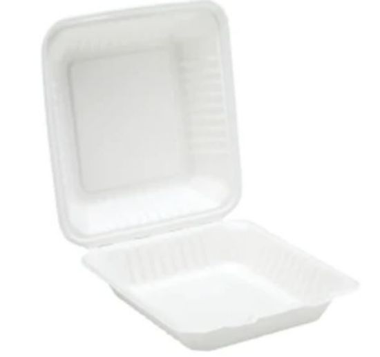Picture of BAGASSE CLAMSHELL MEAL BOX 235x230x75mm (PACK OF 100) 