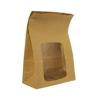 Picture of CASE OF (250) VEGWARE KRAFT BLOOMER BAGS WITH WINDOW 6x3x9"