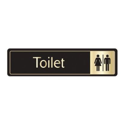 Picture of TOILET DOORSIGN SELF ADHESIVE BLACK N GOLD 43 X 178MM