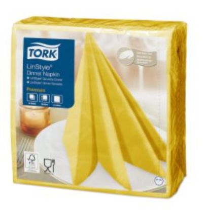 Picture of TORK LINSTYLE DINNER NAPKIN 4 FOLD 39CM MUSTARD (600)