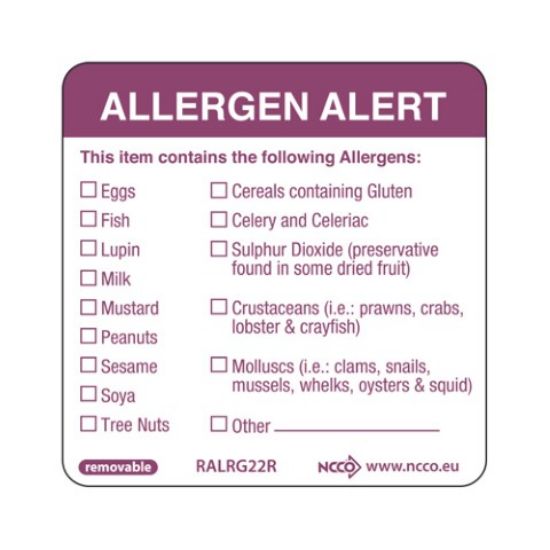 Picture of ALLERGEN FOOD LABEL 2" REMOVEABLE (500)