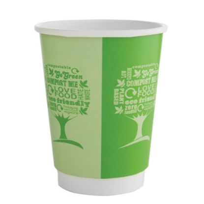 Picture of CASE OF 500 VEGWARE GREEN TREE DOUBLE WALL HOT CUP 8OZ