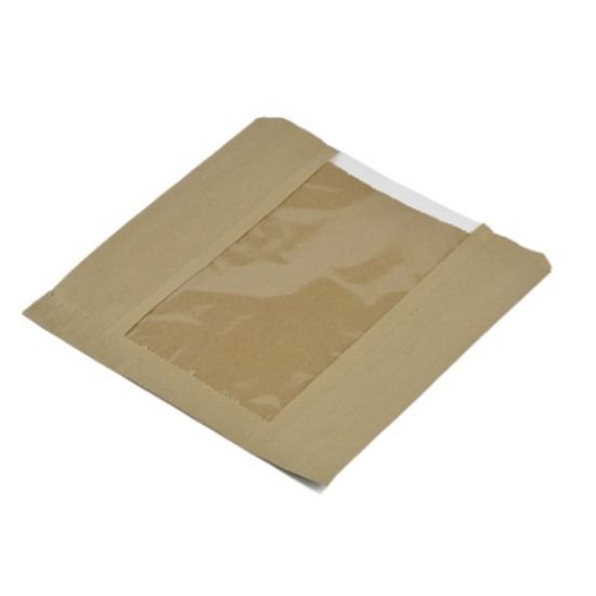 Picture of CASE OF (1000) VEGWARE KRAFT BAG WITH WINDOW 8.5"x8.5"