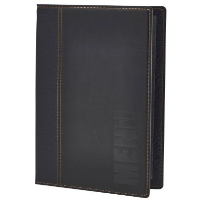 Picture of CONTEMPORARY A5 MENU HOLDER BLACK WITH EMBEDDED MENU TEXT 4 PAGES