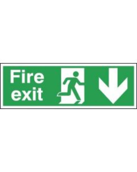 Picture of FIRE EXIT SIGN WITH RUNNING MAN & ARROW DOWN 150X450MM