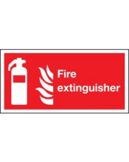 Picture of FIRE EXTINGUISHER WORDS AND FLAMES SIGN 100X200 RIGID