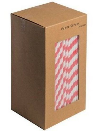 Picture of RED STRIPE  PAPER BIODEGRADABLE STRAWS 8"(PACK OF 250)