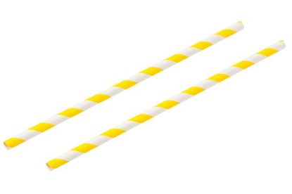 Picture of YELLOW STRIPE PAPER BIODEGRADABLE STRAWS 8" (PACK OF 250)