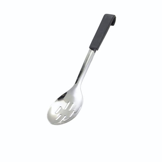 Picture of Genware Black Handled Slotted Serving Spoon 34cm